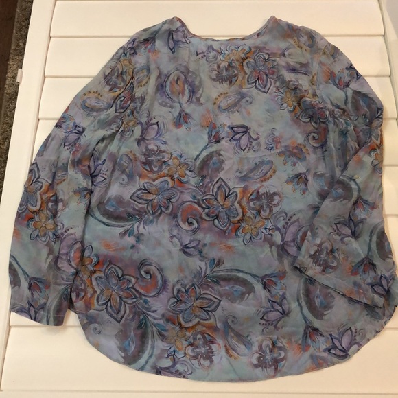 Tianello 100% silk, long sleeve, floral, print blouse - Picture 8 of 12